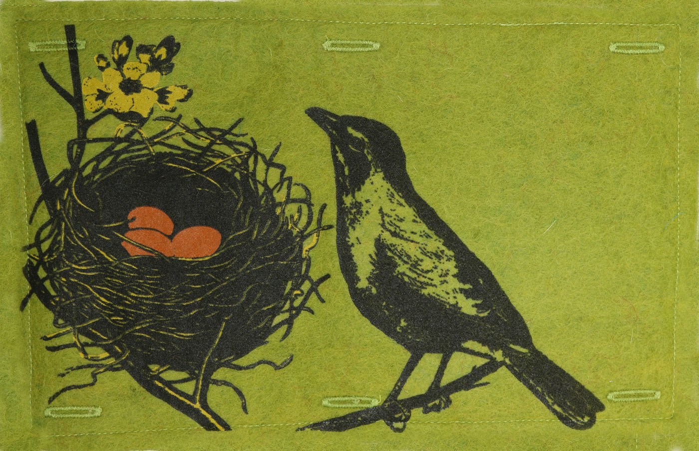 Nature Button On Hand Printed Art Panels