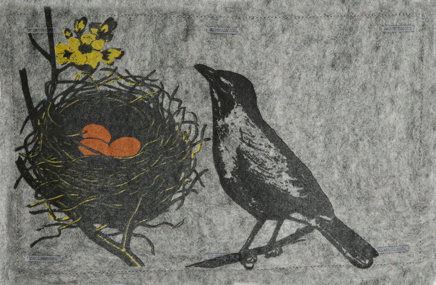Nature Button On Hand Printed Art Panels
