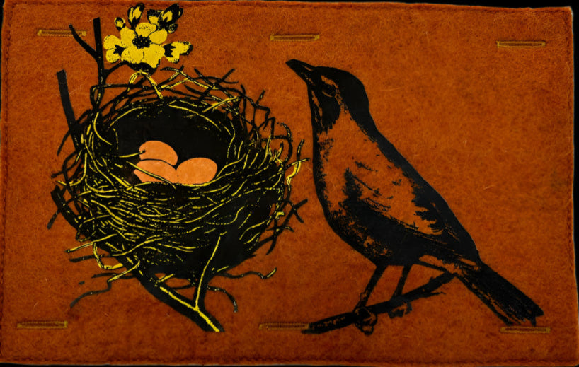 Nature Button On Hand Printed Art Panels