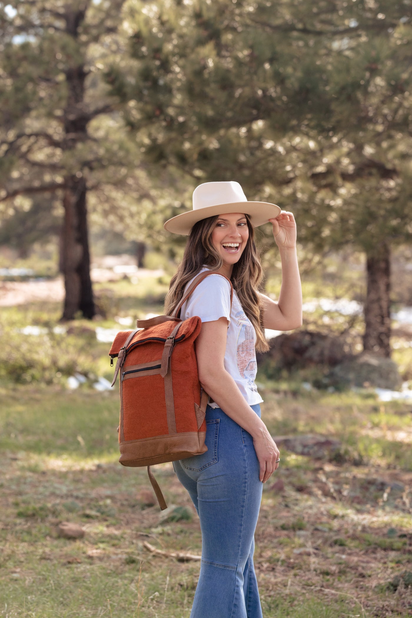Felt & Natural Leather Backpack