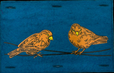 Nature Button On Hand Printed Art Panels