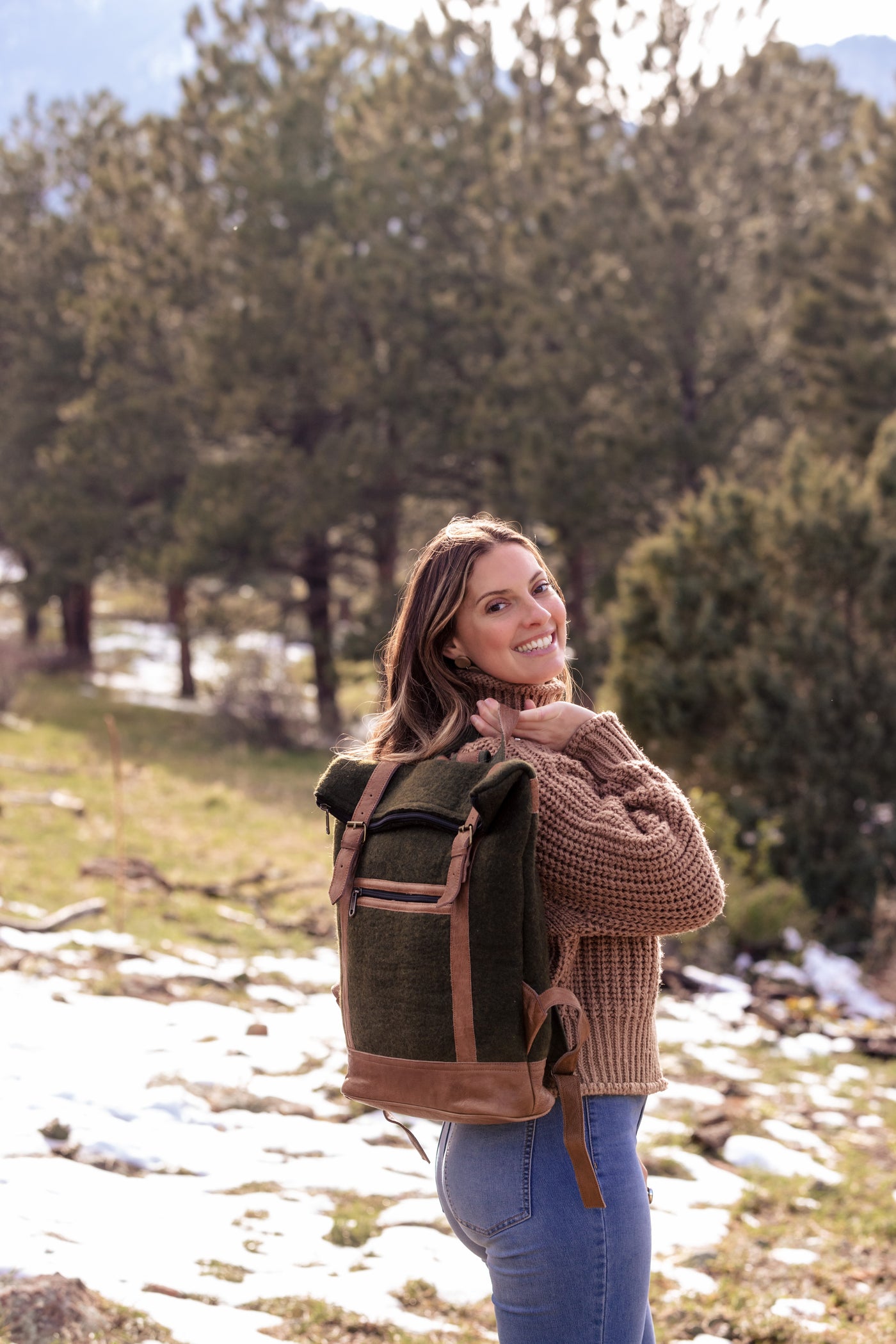 Felt & Natural Leather Backpack