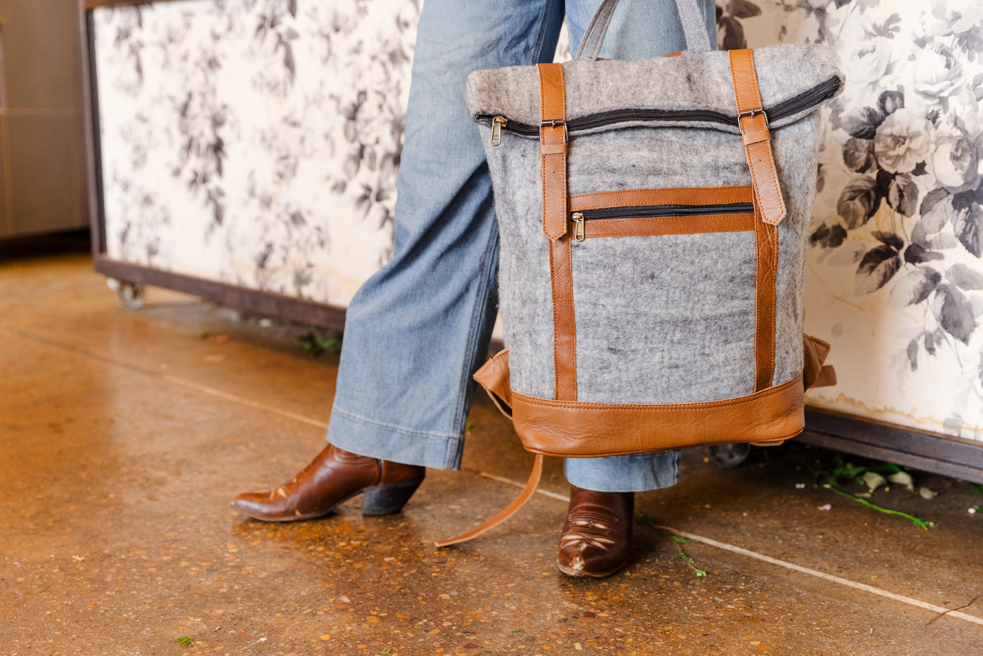 Felt & Natural Leather Backpack