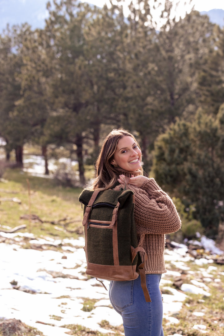 backpack felt leather Felt & Natural Leather Backpack