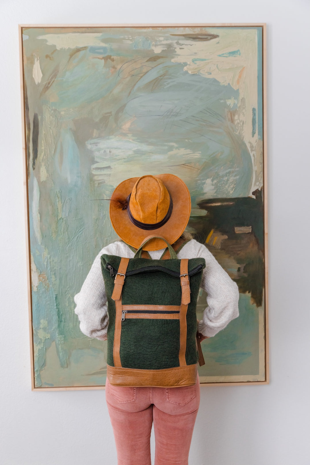 backpack felt leather Felt & Natural Leather Backpack
