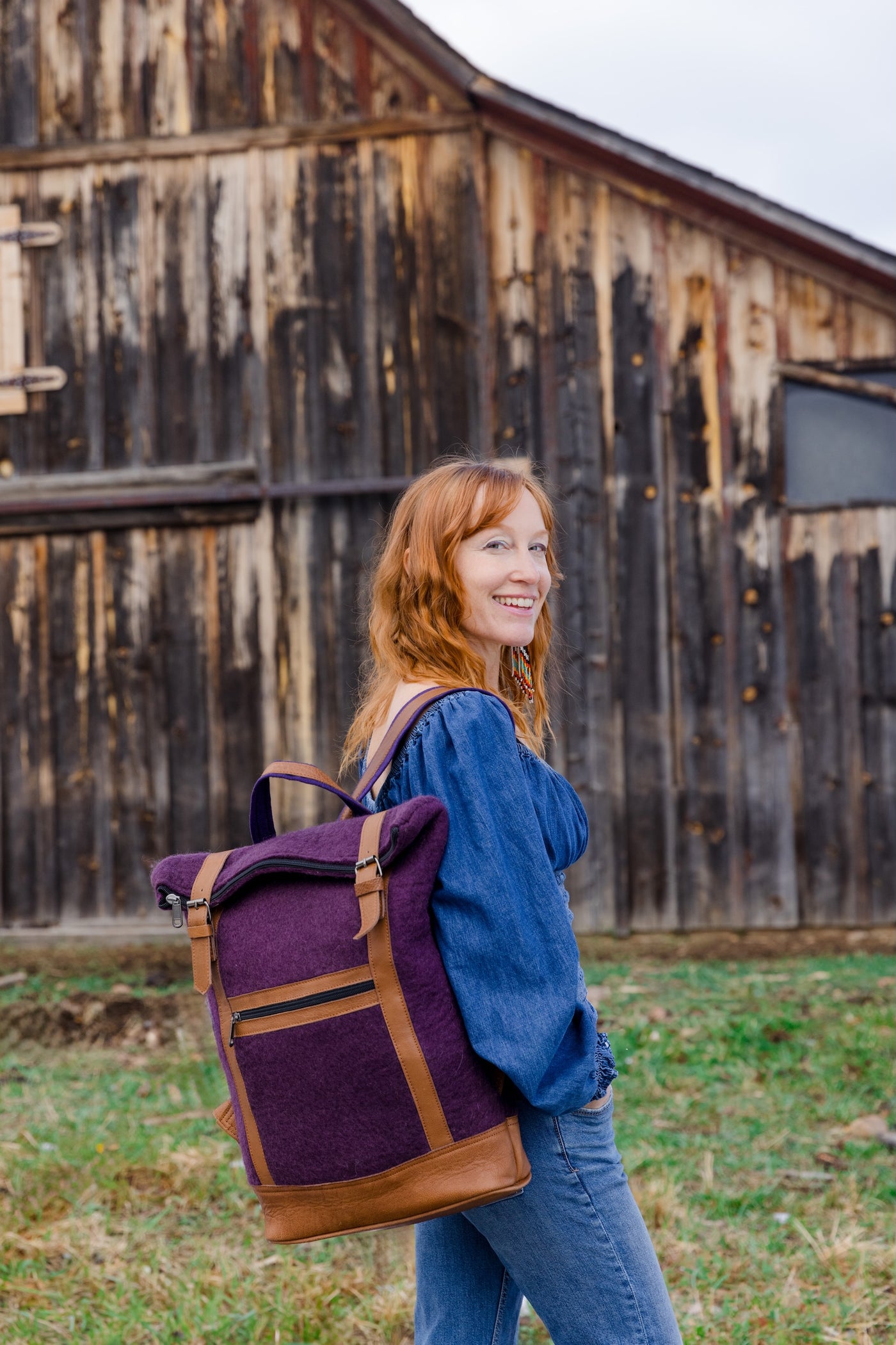 Felt & Natural Leather Backpack