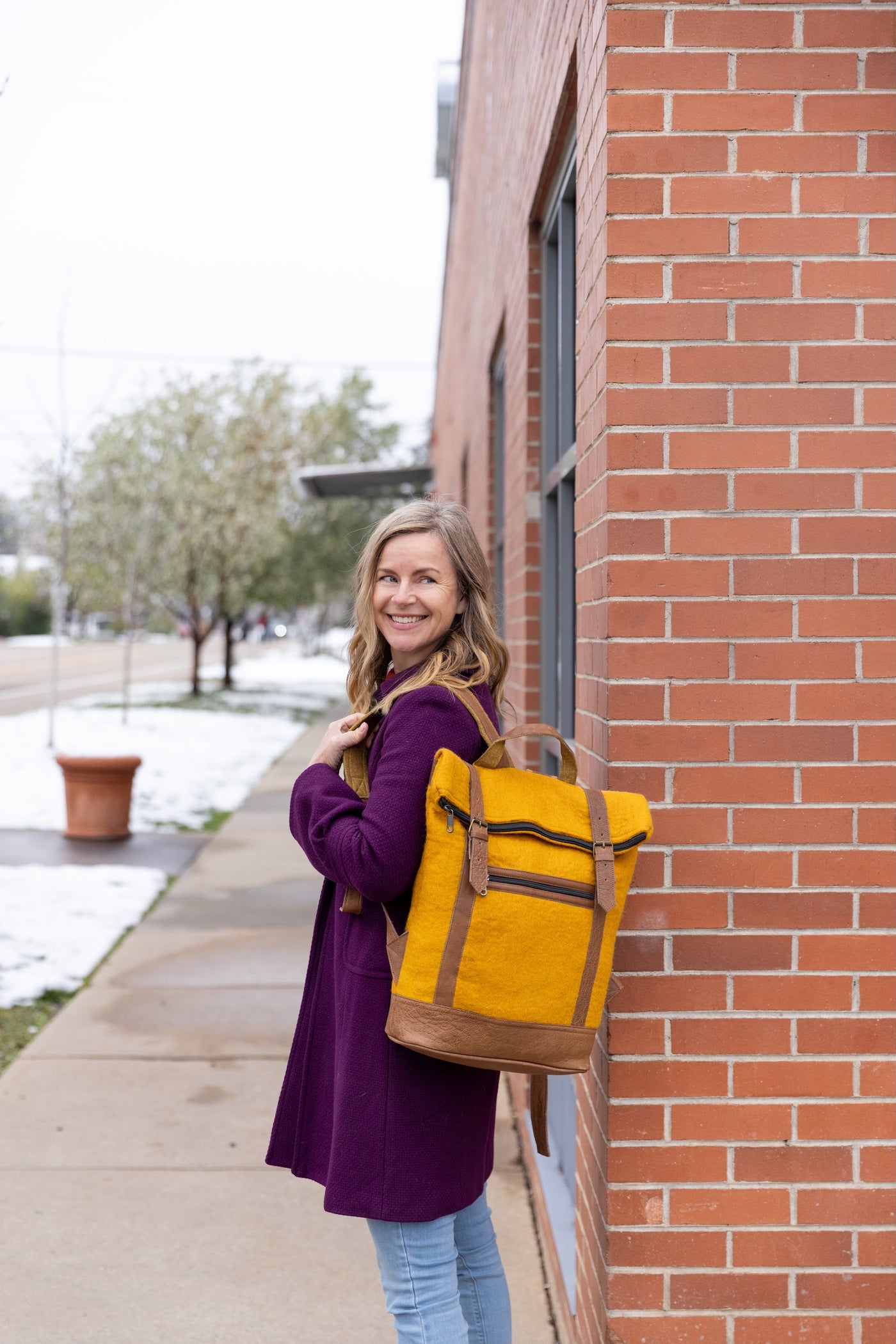 Felt & Natural Leather Backpack