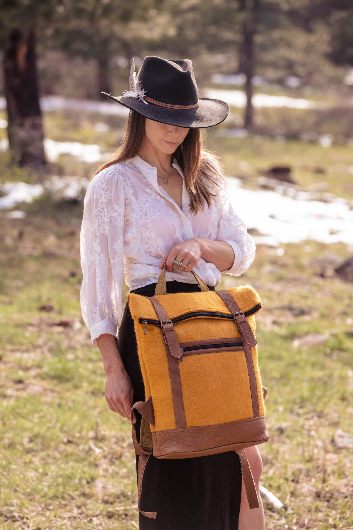 Felt & Natural Leather Backpack