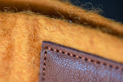 Felt and Leather Tote Bag with Buttons